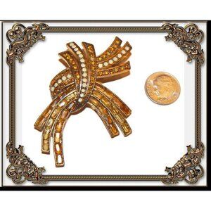 Copper Color Rhinestone Brooch